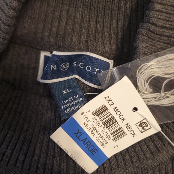 KAREN SCOTT Womens Gray Color Block Stripe Turtleneck XL - Picture 8 of 10